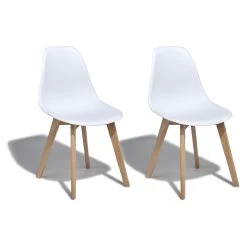 Chaise Chloé Blanche Pieds Hêtre L.47 X P.52 X H.85 Cm - Lot De 2