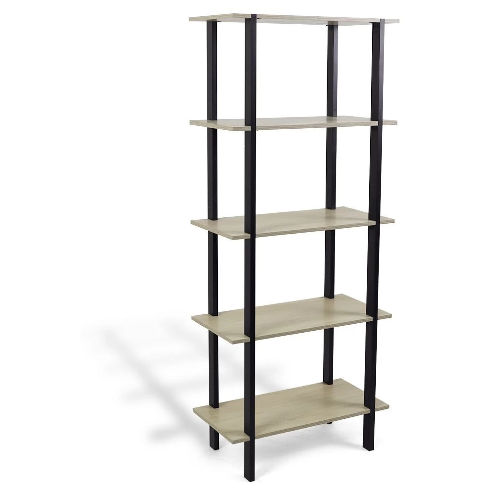 Étagère Damian 5 Niveaux En Bois Noir Et Naturel 2 Étagère Damian 5 Niveaux En Bois Noir Et Naturel – Image 2