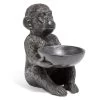 Statue Singe Avec Coupelle Résine Noir