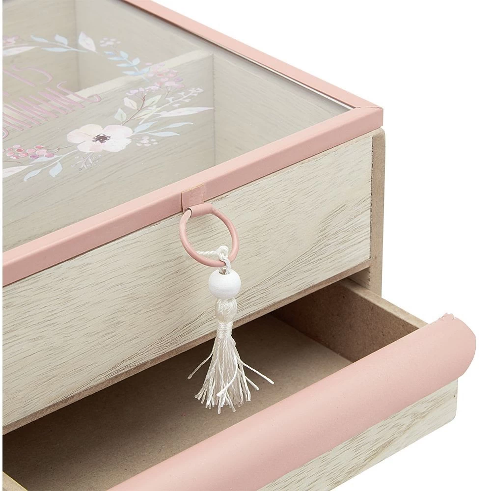 Boîte à Bijoux 3 Casiers Et 1 Tiroir Naturel Et Rose 2 Boîte à Bijoux 3 Casiers Et 1 Tiroir Naturel Et Rose – Image 2