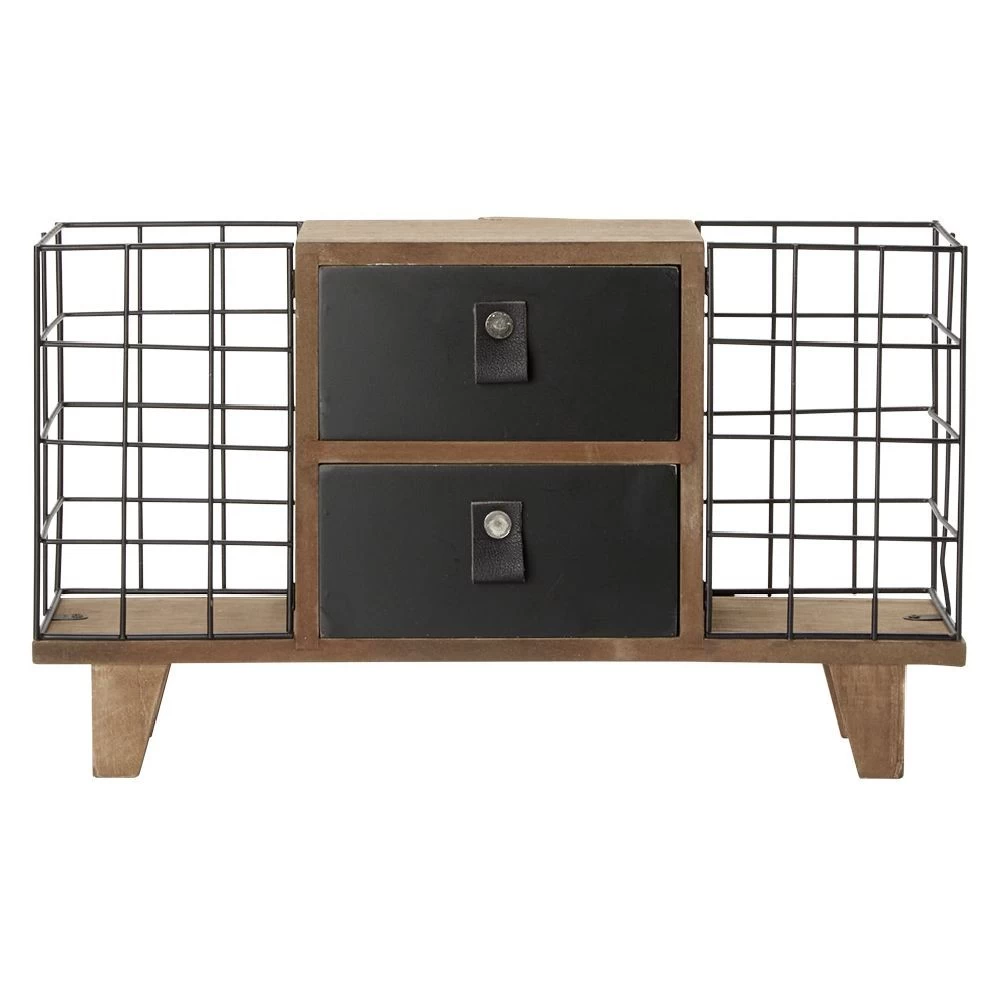 Mini Meuble Décoratif Naturel Et Noir 2 Tiroirs Et 2 Casiers 4 Mini Meuble Décoratif Naturel Et Noir 2 Tiroirs Et 2 Casiers – Image 4