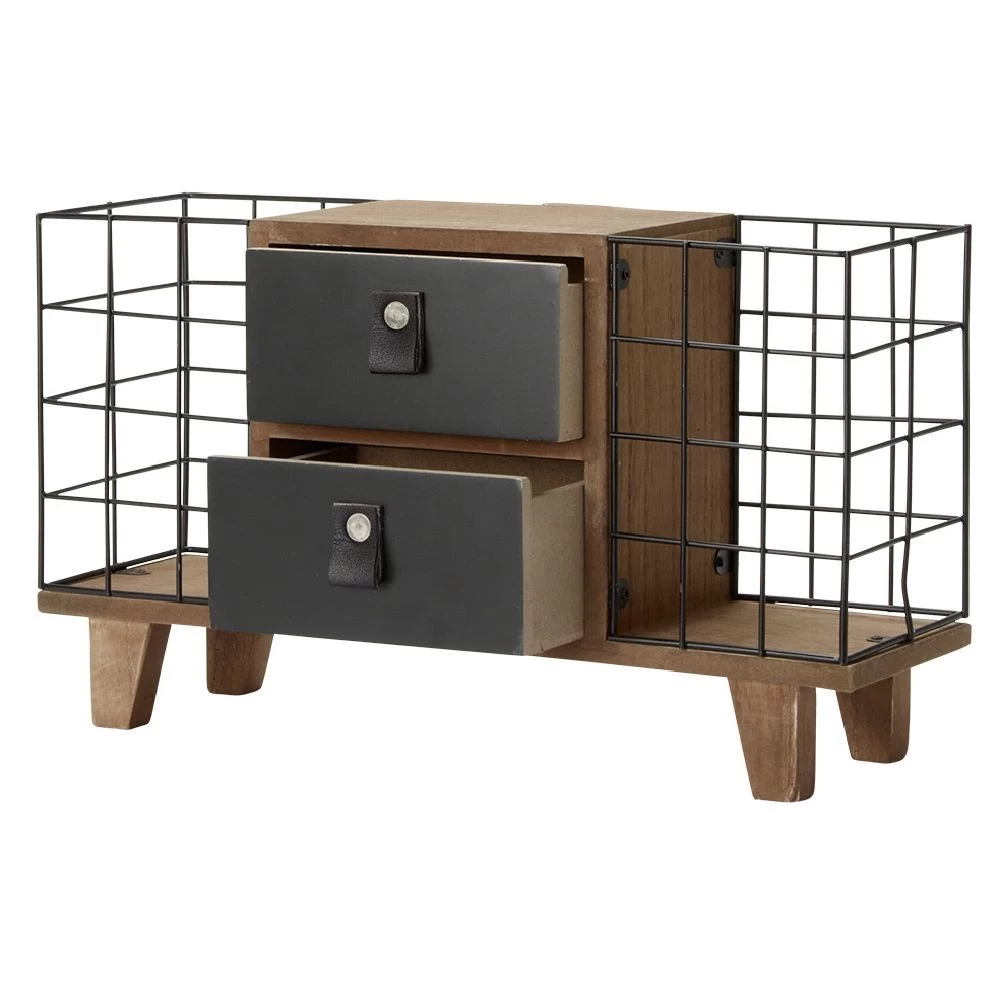 Mini Meuble Décoratif Naturel Et Noir 2 Tiroirs Et 2 Casiers 3 Mini Meuble Décoratif Naturel Et Noir 2 Tiroirs Et 2 Casiers – Image 3