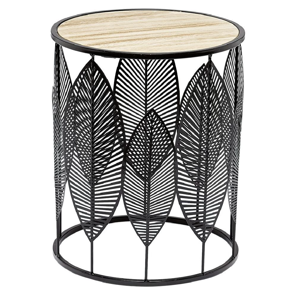 Sellette En Métal Design Feuille Tropical Noir H40,5 Cm 2 Sellette En Métal Design Feuille Tropical Noir H40,5 Cm – Image 2