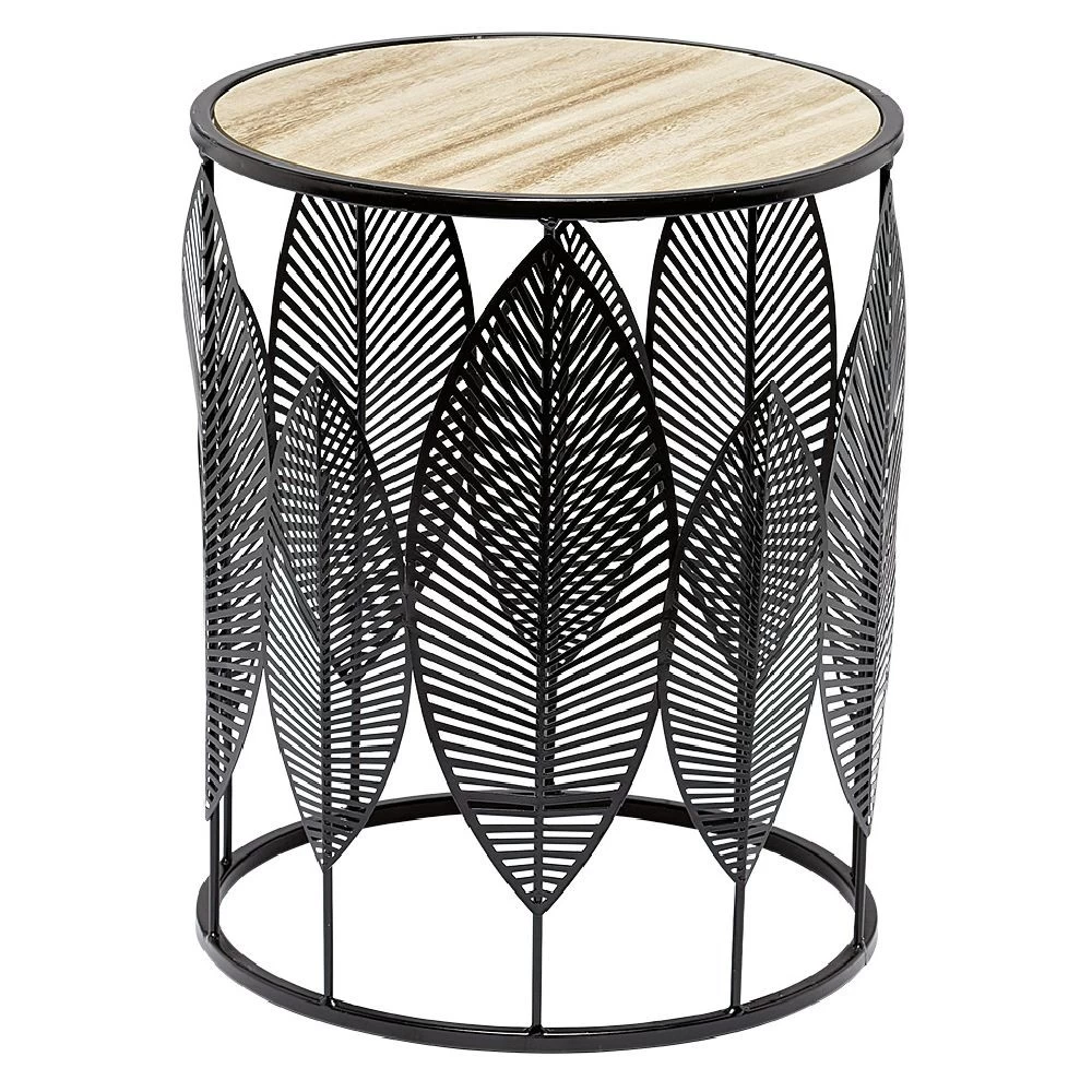 Sellette En Métal Design Feuille Tropical Noir H40,5 Cm 3 Sellette En Métal Design Feuille Tropical Noir H40,5 Cm – Image 3