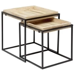 Table Gigogne Carré Noir Naturel X2 -Vous ne pouvez pas battre les meubles. 570115 morePictures 02