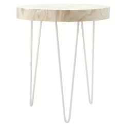 Sellette En Bois Et Métal Blanc Naturel H40 Cm -Vous ne pouvez pas battre les meubles. 570231