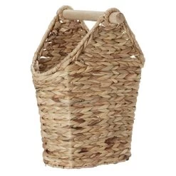 Dérouleur Papier WC Bois Avec Panière Imitation Osier Tressé