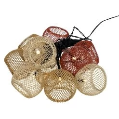 Guirlande Solaire 10 Boules Métal Ajouré Rouge Et Beige L6,7M