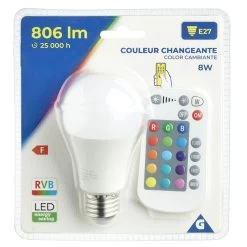 Ampoule LED E27 A60 Couleurs Changeantes Avec Télécommande 806lms 11 Ampoule LED E27 A60 Couleurs Changeantes Avec Télécommande 806lms -Vous ne pouvez pas battre les meubles. 577173