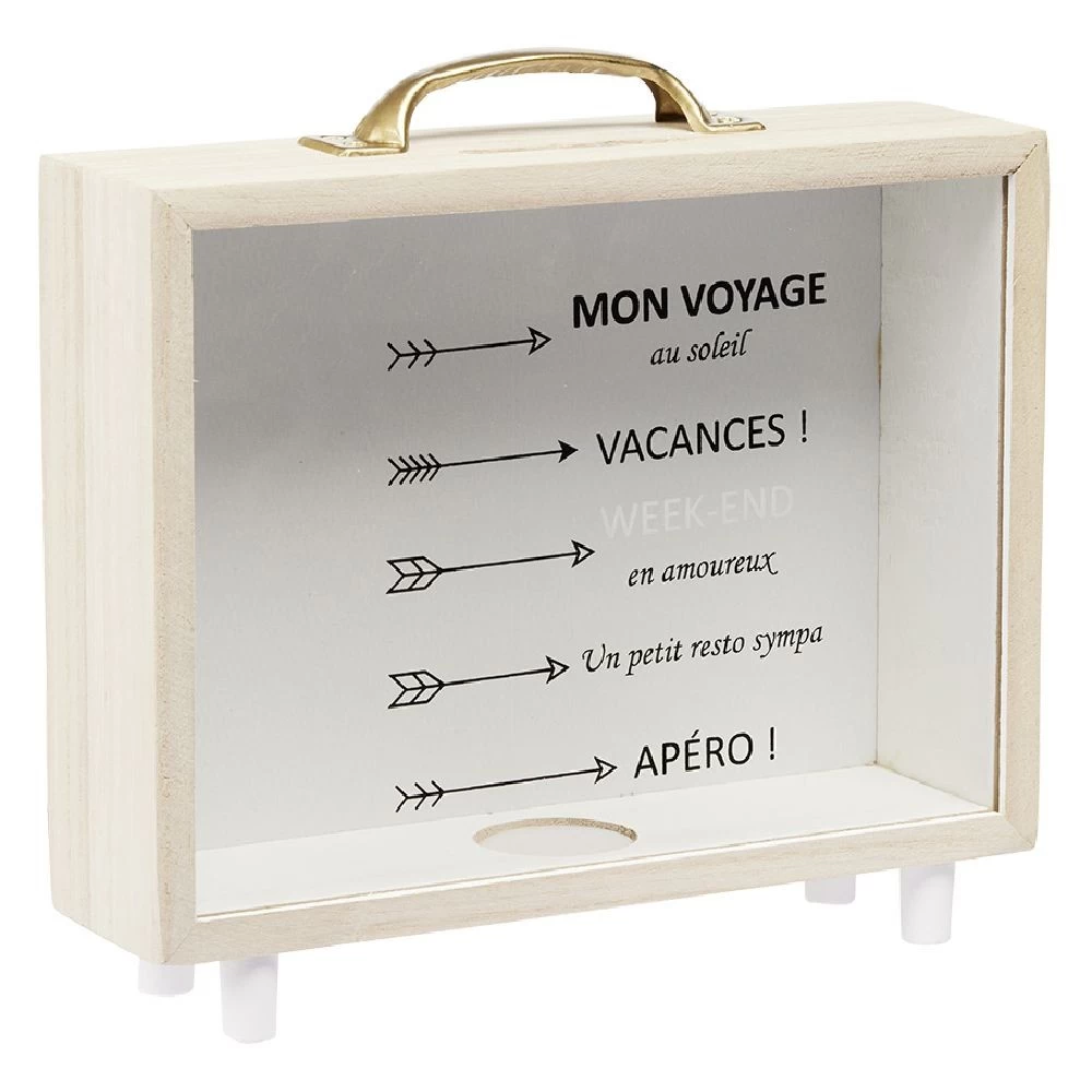 Tirelire Bois Et Verre Marron 2 Tirelire Bois Et Verre Marron – Image 2