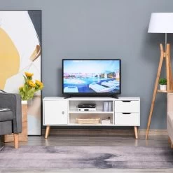 Meuble TV Banc TV Style Scandinave Placard 2 Niches 2 Tiroirs Passe-fils Panneaux Particules Blanc Bois Pin -Vous ne pouvez pas battre les meubles. 57ba6f3fa1a7725022cf64238510ecfb none 01096413386d849d595fb3841c122d02 0109641