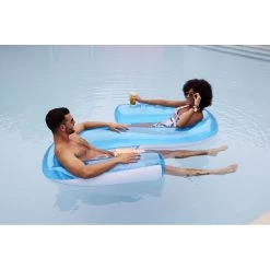 Siège Duo Gonflable Funky Bleu Et Blanc 2 Personnes