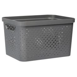 Panière Bac De Rangement Ajouré Gris 16 L