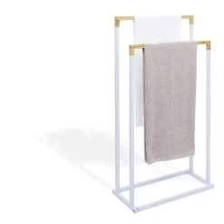 Porte-serviettes 2 Niveaux Blanc Et Naturel 3 Porte-serviettes 2 Niveaux Blanc Et Naturel -Vous ne pouvez pas battre les meubles. 582020 morePictures 01