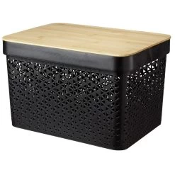 Panière Noire Avec Couvercle Bambou Naturel H21,5 Cm 6 Panière Noire Avec Couvercle Bambou Naturel H21,5 Cm -Vous ne pouvez pas battre les meubles. 583574