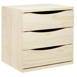 Bloc 3 Tiroirs Pin Massif L.36 X P.30 X H.36 Cm