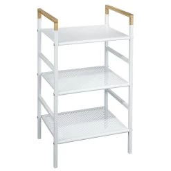 Desserte De Salle De Bains 3 Niveaux Métal Blanc