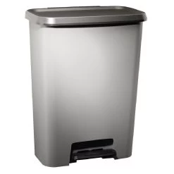 Poubelle à Pédale Plastique Gris 50L