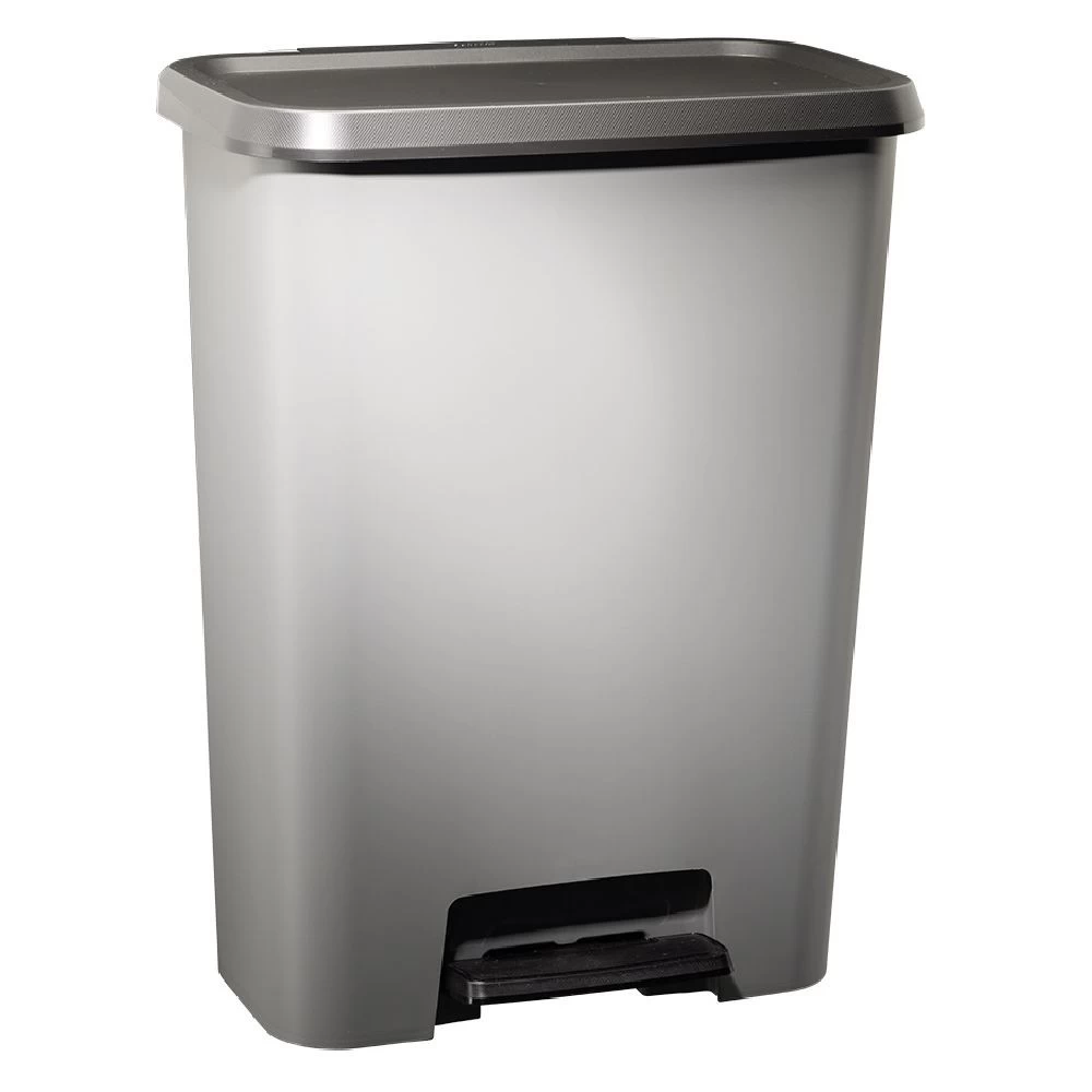 Poubelle à Pédale Plastique Gris 50L 1 Poubelle à Pédale Plastique Gris 50L
