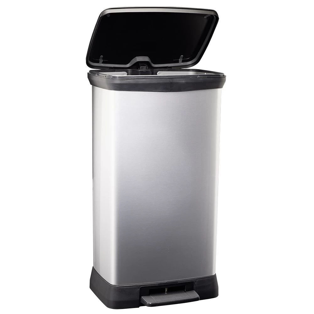 Poubelle à Pédale Plastique Noir Gris Argenté 50L 2 Poubelle à Pédale Plastique Noir Gris Argenté 50L – Image 2