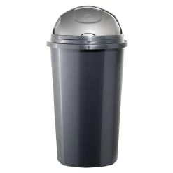 Poubelle à Rabat Plastique Noir Gris 50L