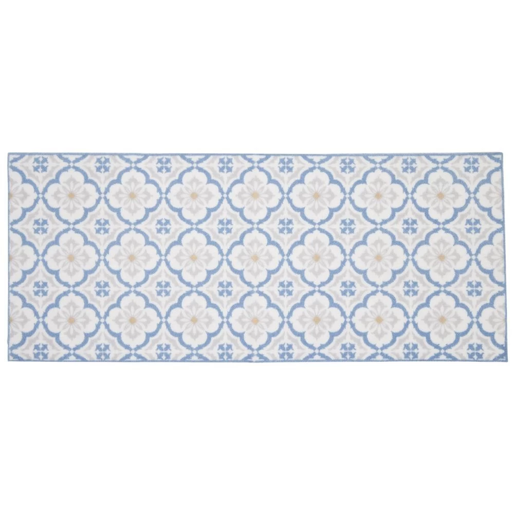 Tapis De Cuisine Imprimé Carreau De Ciment Bleu Et Blanc 120x50cm 3 Tapis De Cuisine Imprimé Carreau De Ciment Bleu Et Blanc 120x50cm – Image 3