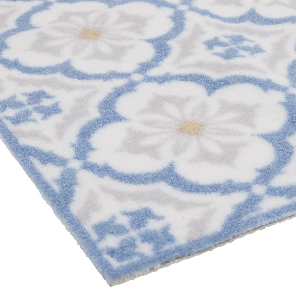Tapis De Cuisine Imprimé Carreau De Ciment Bleu Et Blanc 120x50cm 2 Tapis De Cuisine Imprimé Carreau De Ciment Bleu Et Blanc 120x50cm – Image 2