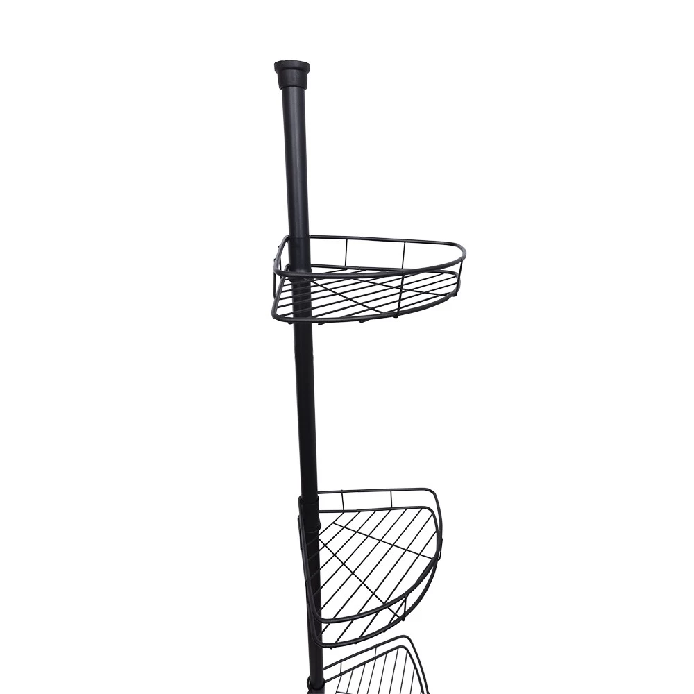 Étagère D'angle 3 Niveaux Métal Noir 2 Étagère D'angle 3 Niveaux Métal Noir – Image 2