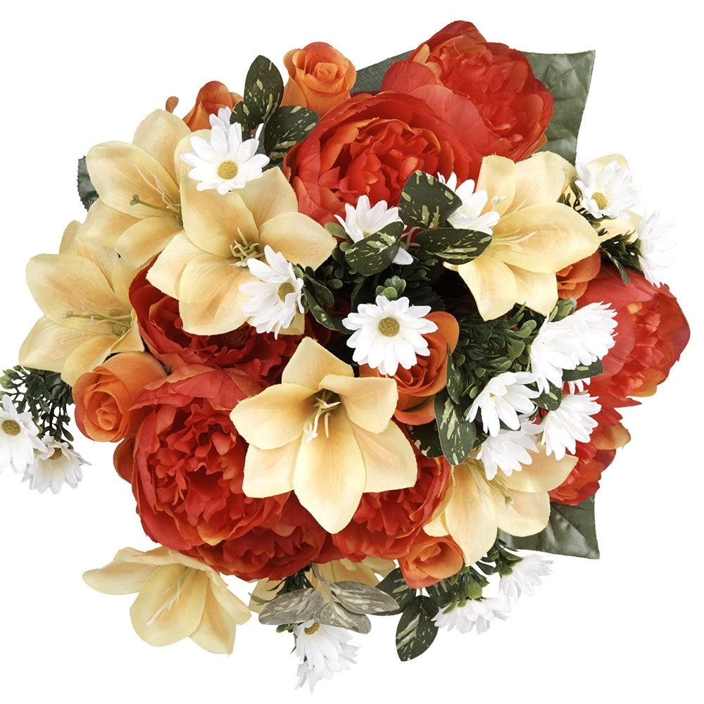 Piquet De Rose Lys Pivoine Paquerette Jaune Fleur Artificielle H43cm 2 Piquet De Rose Lys Pivoine Paquerette Jaune Fleur Artificielle H43cm – Image 2