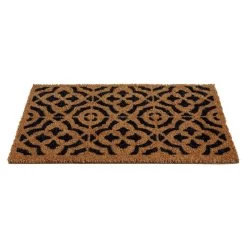 Paillasson Coco Rectangulaire Naturel Motif Floral Baroque 60x40cm