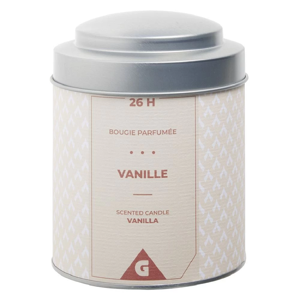 Bougie Parfumée Dans Pot Métal Gris Et Ivoire Senteur Vanille 26H 1 Bougie Parfumée Dans Pot Métal Gris Et Ivoire Senteur Vanille 26H