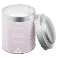 Bougie Parfumée Pot Métal Gris Et Rose Senteur Fruit De La Passion 26H