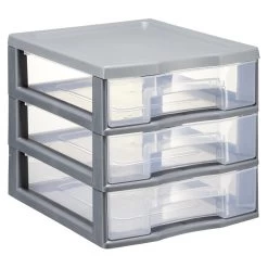 Tour De Rangement 3 Tiroirs Format A6 Gris