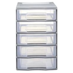 Tour De Rangement 5 Tiroirs Format A6+ Gris