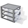 Tour De Rangement A4 3 Tiroirs Grise Et Transparente 12L