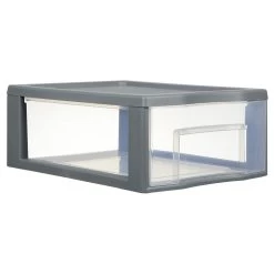 Tour De Rangement 1 Tiroir Format A4 Transparent Et Gris