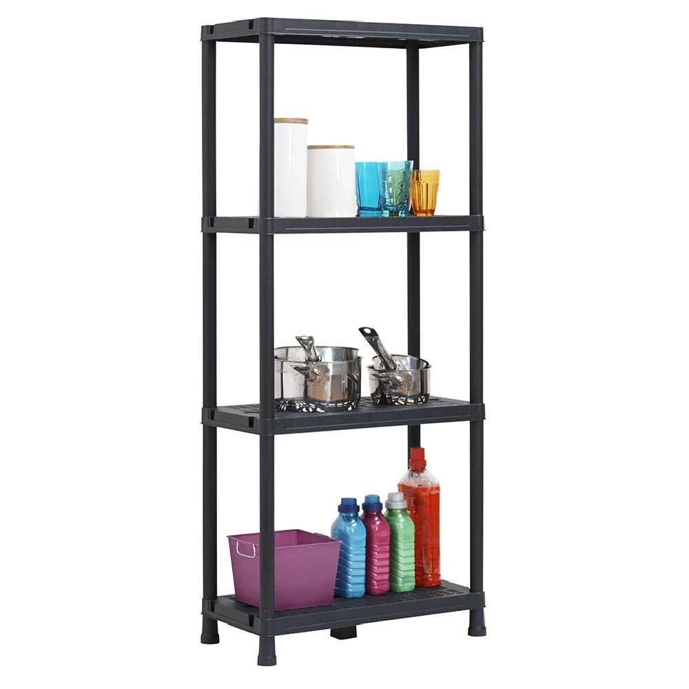 Étagère Plastique Noir 4 Niveaux L60xl30xH138cm 5 Étagère Plastique Noir 4 Niveaux L60xl30xH138cm – Image 5