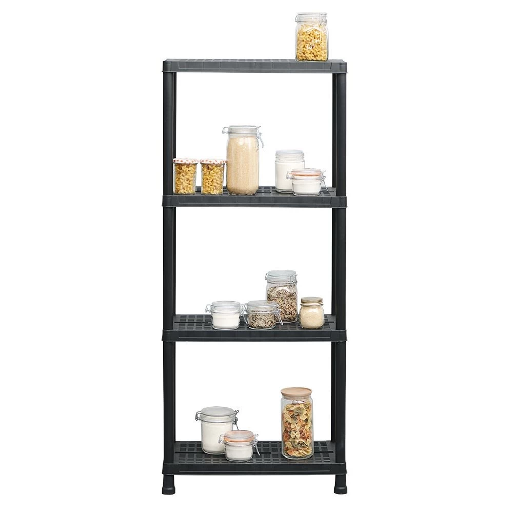 Étagère Plastique Noir 4 Niveaux L60xl30xH138cm 2 Étagère Plastique Noir 4 Niveaux L60xl30xH138cm – Image 2