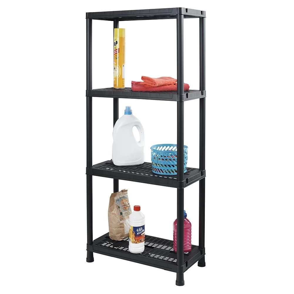 Étagère Plastique Noir 4 Niveaux L60xl30xH138cm 4 Étagère Plastique Noir 4 Niveaux L60xl30xH138cm – Image 4