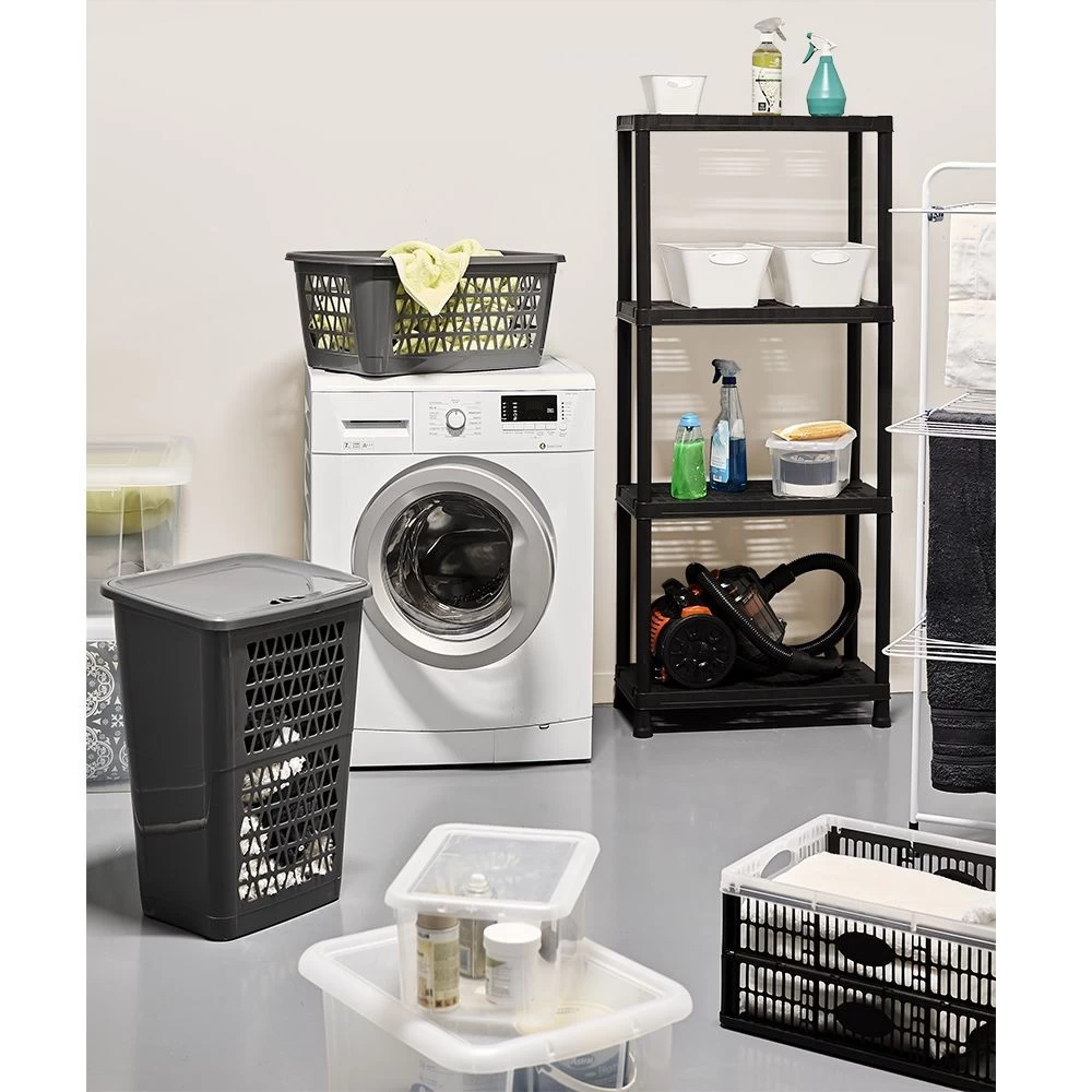 Étagère Plastique Noir 4 Niveaux L60xl30xH138cm 8 Étagère Plastique Noir 4 Niveaux L60xl30xH138cm – Image 8