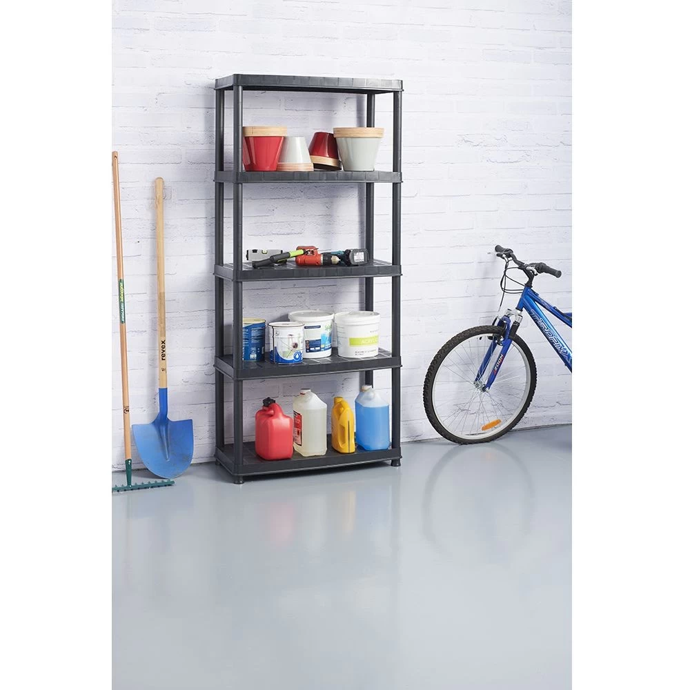 Étagère Plastique Noir 5 Niveaux L71xl35xH180cm 4 Étagère Plastique Noir 5 Niveaux L71xl35xH180cm – Image 4