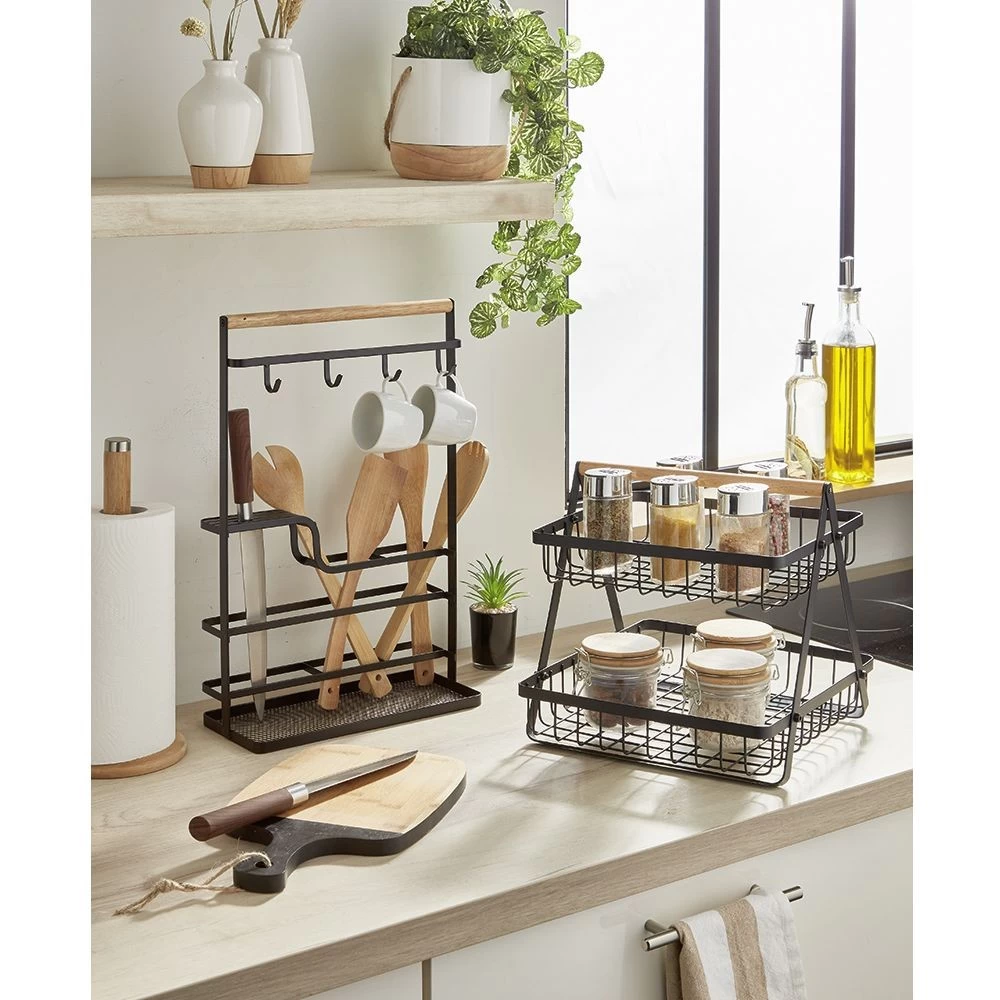 Organiseur De Cuisine Métal Noir 2 Organiseur De Cuisine Métal Noir – Image 2