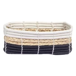 Panière En Jute Blanc Beige Et Noir