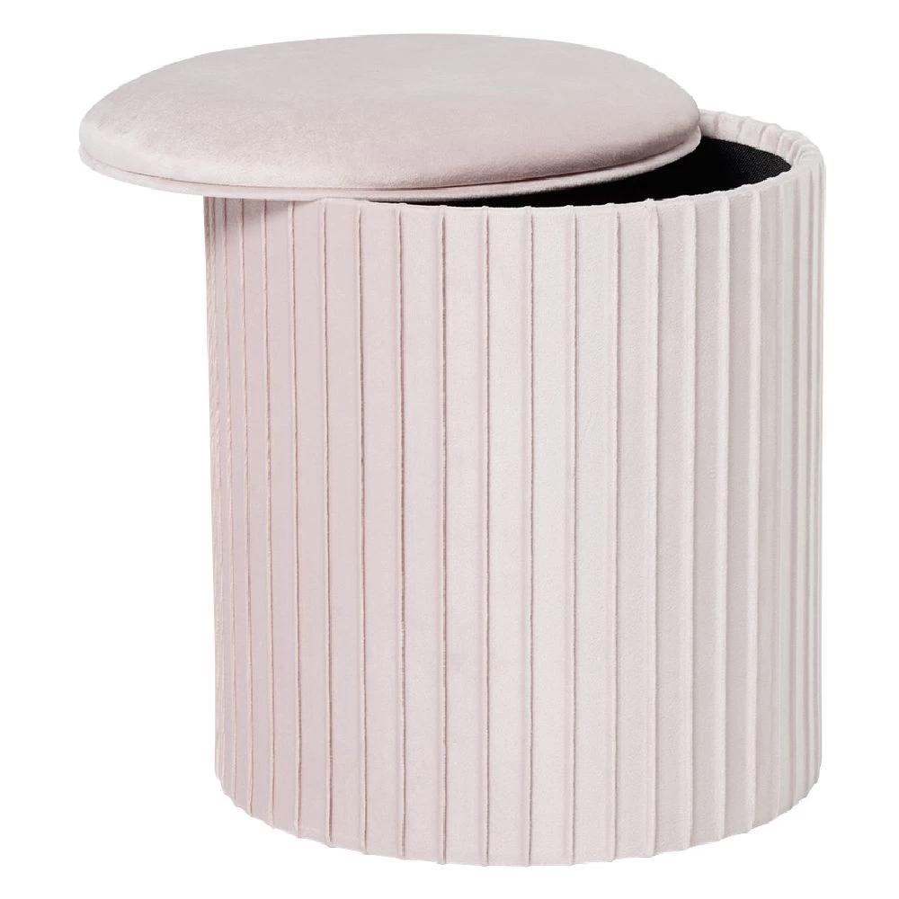 Pouf Avec Coffre Intégré Morgane Rose Et Doré 2 Pouf Avec Coffre Intégré Morgane Rose Et Doré – Image 2