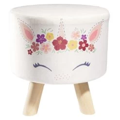 Pouf Enfant Motif Licorne Fleur Blanc Et Rose Ø30xH30cm 5 Pouf Enfant Motif Licorne Fleur Blanc Et Rose Ø30xH30cm -Vous ne pouvez pas battre les meubles. 598070