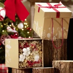 Fleur Séchées Dans Boîte Cadeau Carrée