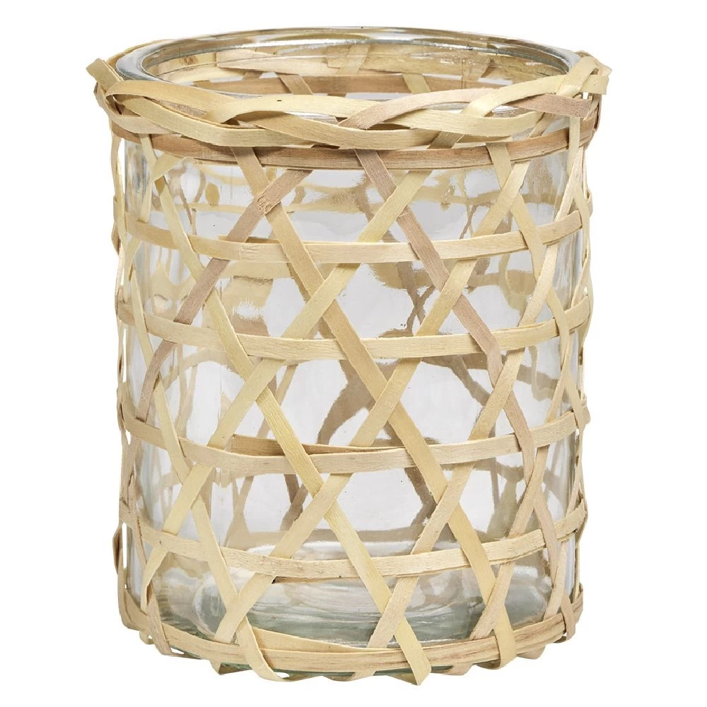 Photophore Verre Et Rotin Naturel 2 Photophore Verre Et Rotin Naturel – Image 2