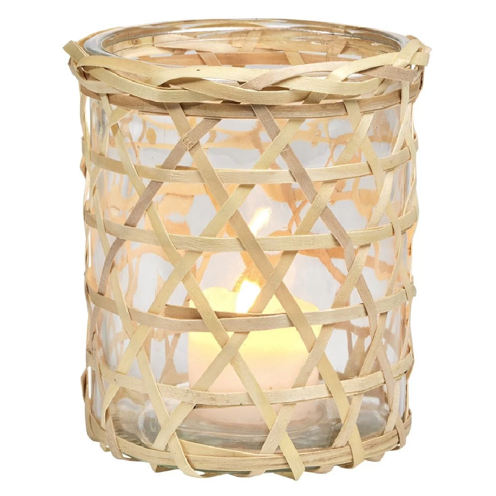 Photophore Verre Et Rotin Naturel 1 Photophore Verre Et Rotin Naturel