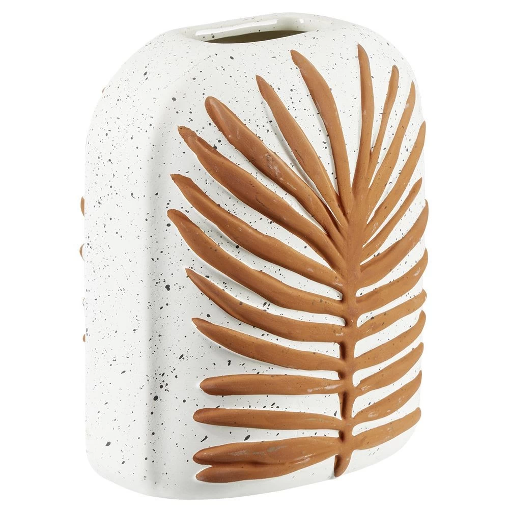 Vase En Céramique Motif Feuillage Terracotta H19,3cm 2 Vase En Céramique Motif Feuillage Terracotta H19,3cm – Image 2