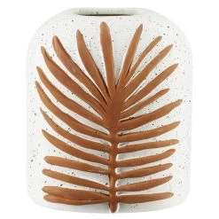 Vase En Céramique Motif Feuillage Terracotta H19,3cm